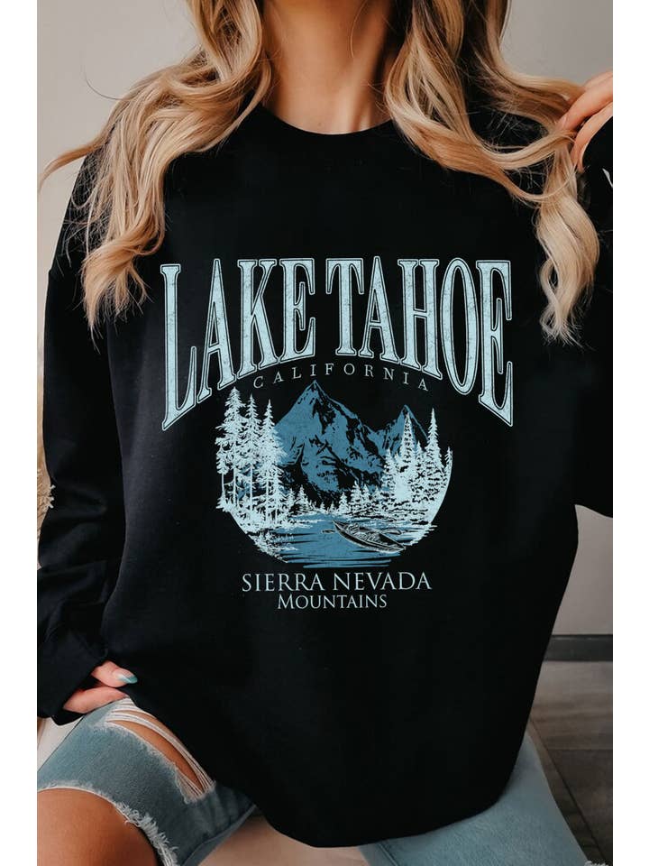 Rustee Clothing - Wholesale Graphic Sweatshirt - Women's - LAKE TAHOE CALIFORNIA GRAPHIC BRUSHED SWEATSHIRTS