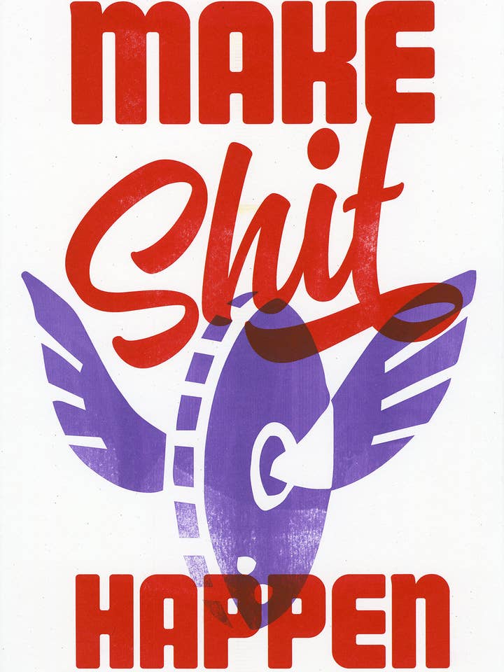 Make Happen - Impression d'art risographique en couleur à 2 points pour la vente par Risotopia