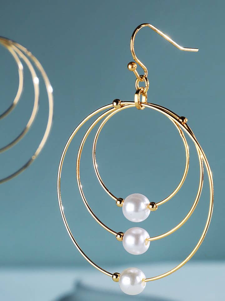 Multi-Hoop Earrings with Pearl Accents for wholesale by Urbanista