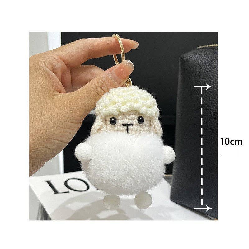 WHITE Rex Rabbit Fur Fluffy Lamb Doll Car Key Pendant Keychain for wholesale on Faire6