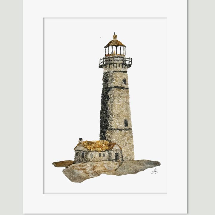 Pemaquid Point Lighthouse | Coastal Lighthouse Matte Print for wholesale by Coastal art co.