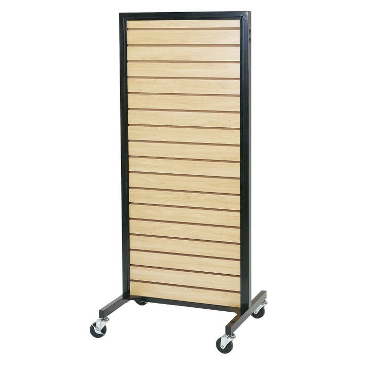 Store Supply Warehouse - Wholesale Retailer Display - Kids & Baby - Maple Metal Framed Rolling Slatwall Merchandiser