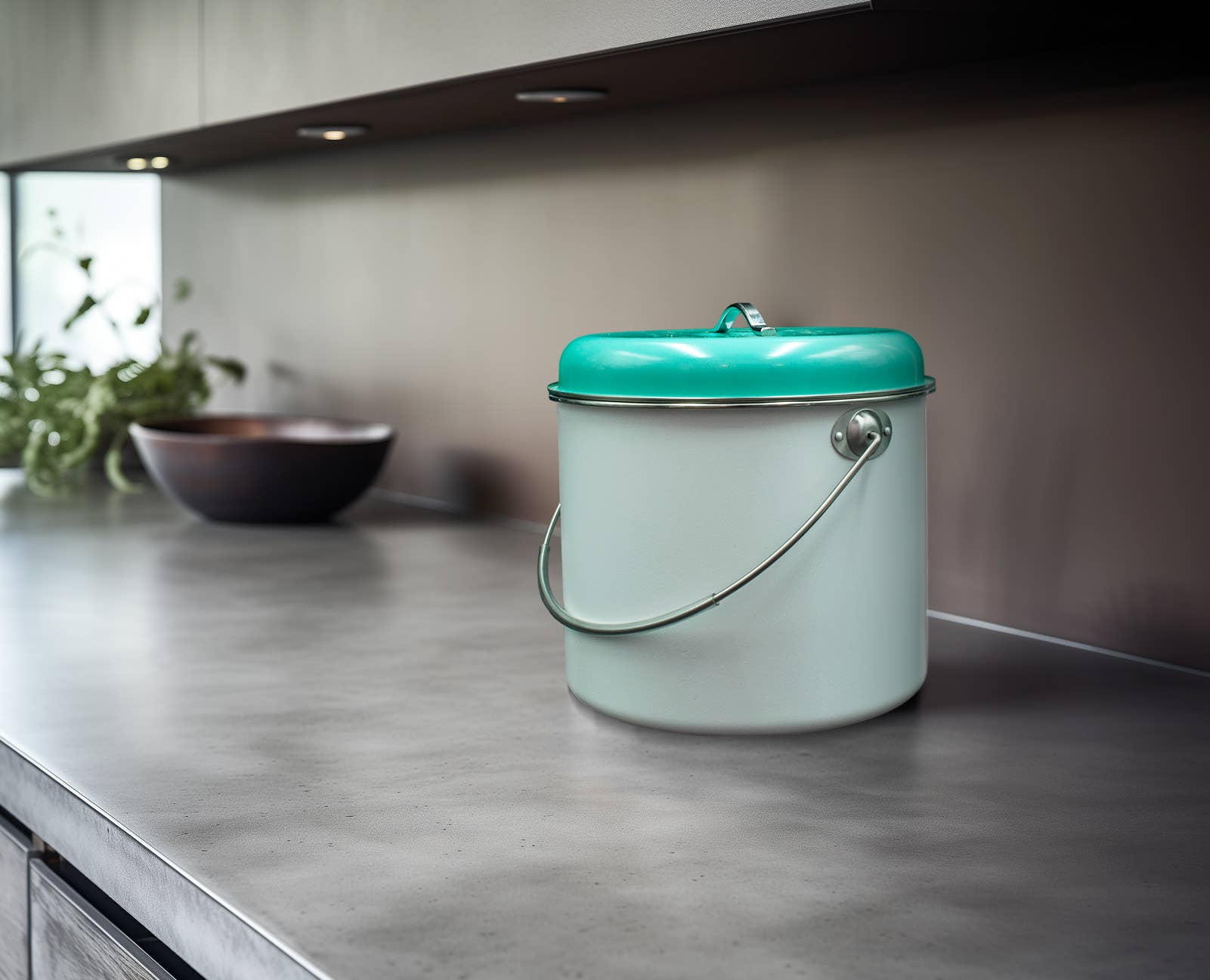 KITCHEN BASICS Compost Bin 8.5x7" 5.2Q Blue for wholesale on Faire1