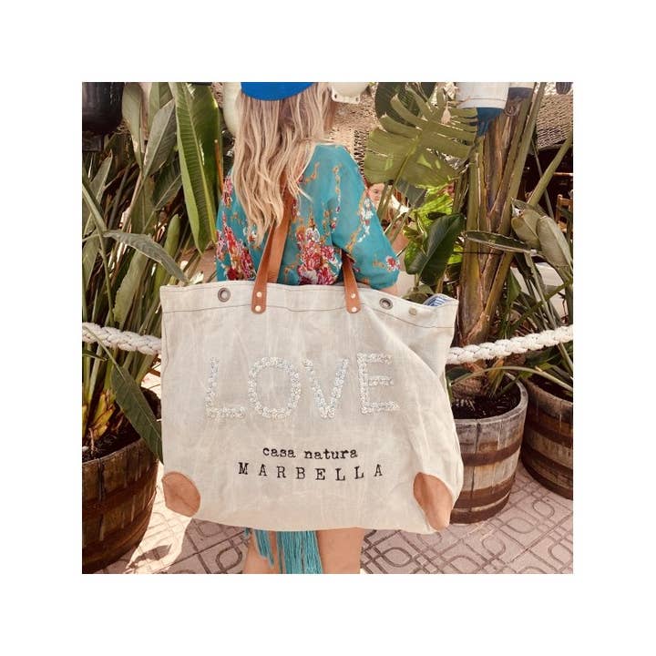 Casa Natura Design SL - Wholesale Beach Bag - Large Rectangular Bag Zipper Leather Handle -PRESTON SKYLAR