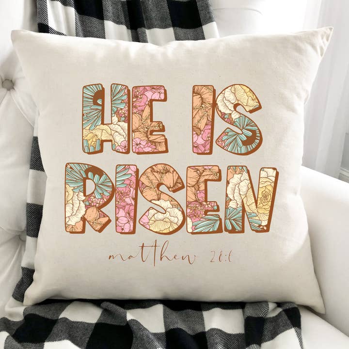 Coussin He Is Risen - Décoration de printemps et de Pâques - Expédition rapide ! pour la vente par LuckTen