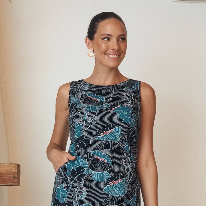 Alana Dress - Lotus Navy for wholesale by MahaShe