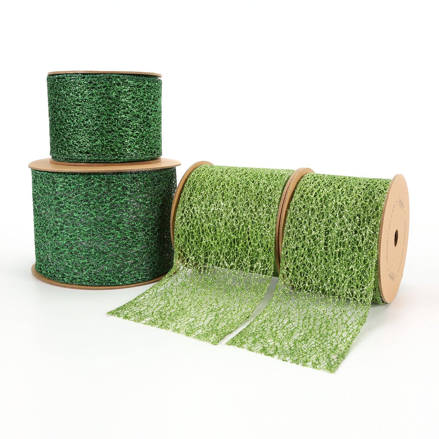LA Ribbons Wholesale - Wholesale Ribbon - Gift Wrapping - 4" Mesh Wired Ribbon | Green | 10 Yard Roll3