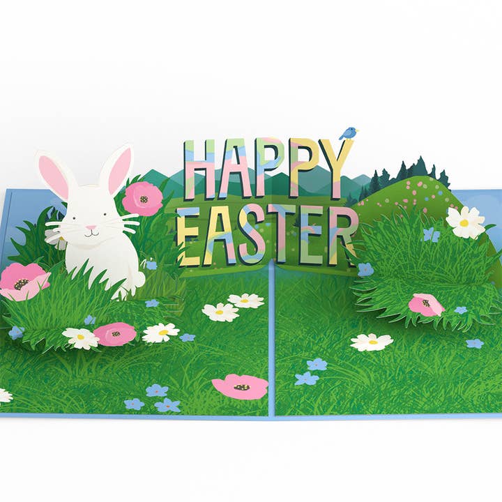 Happy Easter Spring Meadow Pop-Up Card 5x7" for wholesale by Lovepop Cards