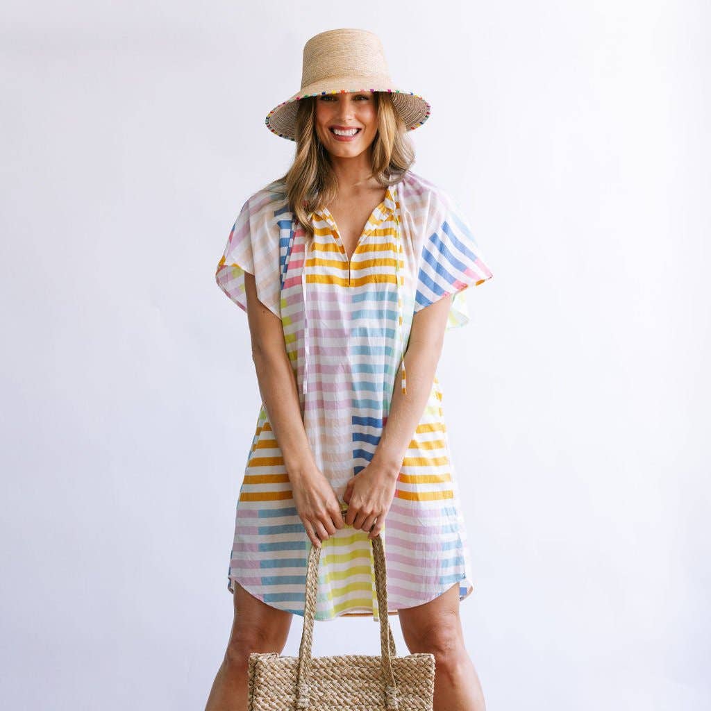 Sunshine Tienda - Wholesale Dress - Women's - Colorful Stripe Cove Cover-Up1