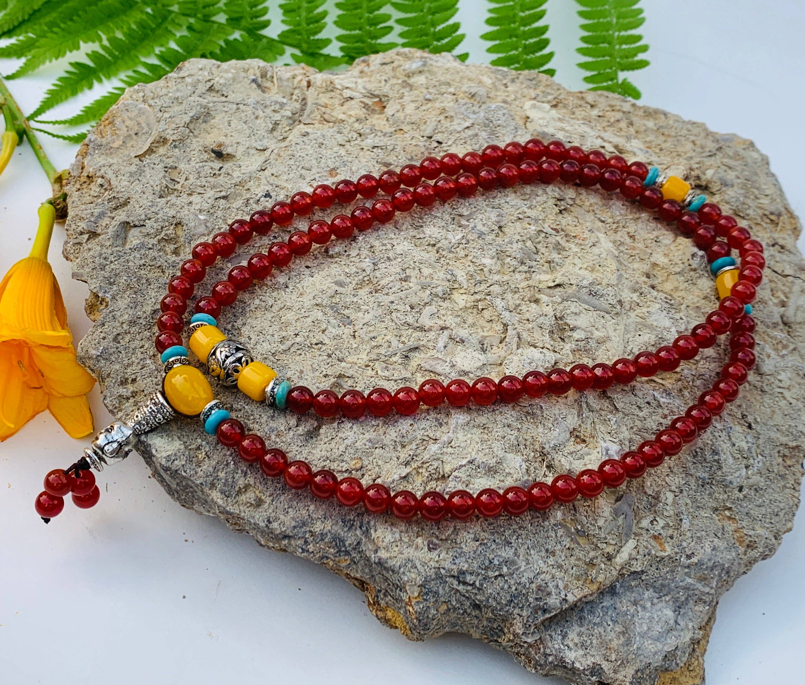 Lungta Imports - Wholesale Prayer Beads Necklace - Tibetan Buddhist Mala / Rosary 108 Glass Beads1