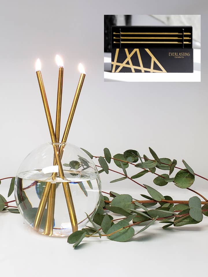 Gold Everlasting Candles – Reusable Steel Oil Candles for wholesale by Everlasting Candle Co.