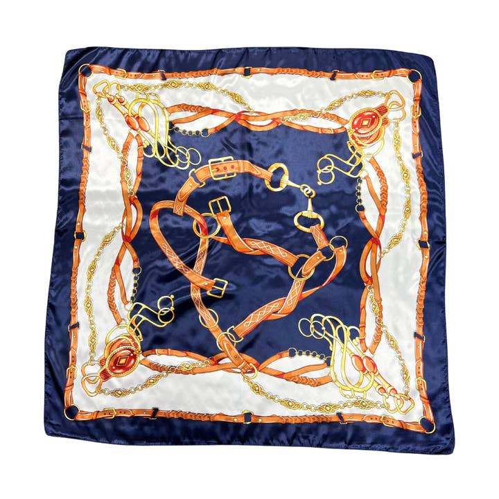 Lili Scarves – wholesale Scarf – Women's – Belted Chain Pattern Silk Touch Square Scarf4