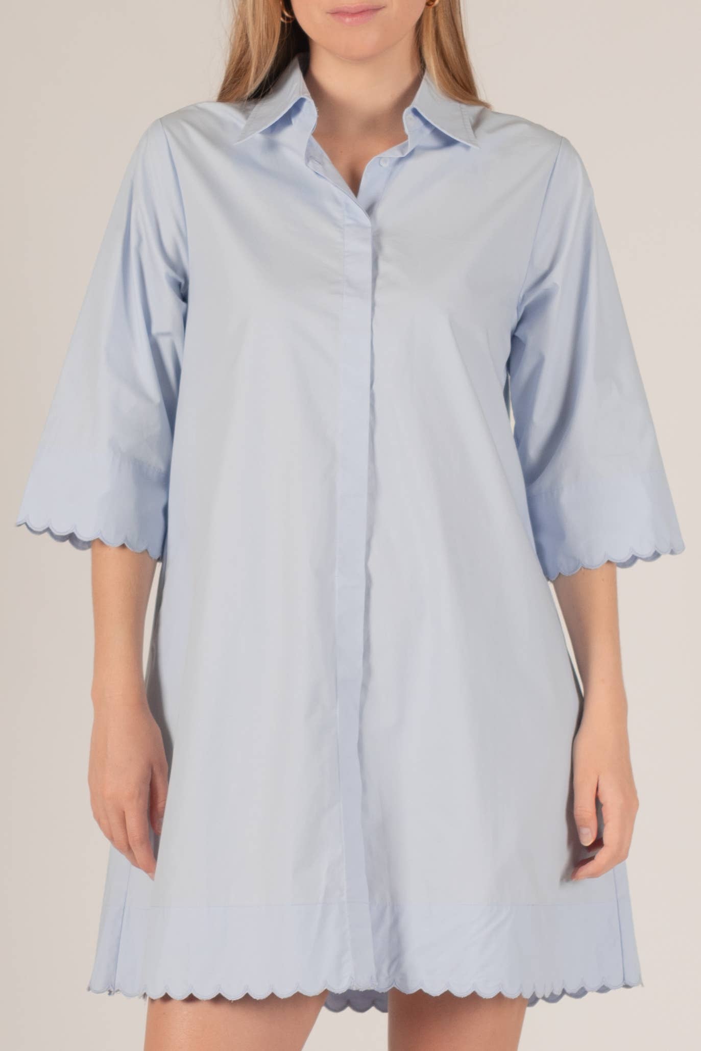 Before You Collection - Wholesale Dress - Women's - Poplin Scalloped Hem Button Up Shirt Dress12