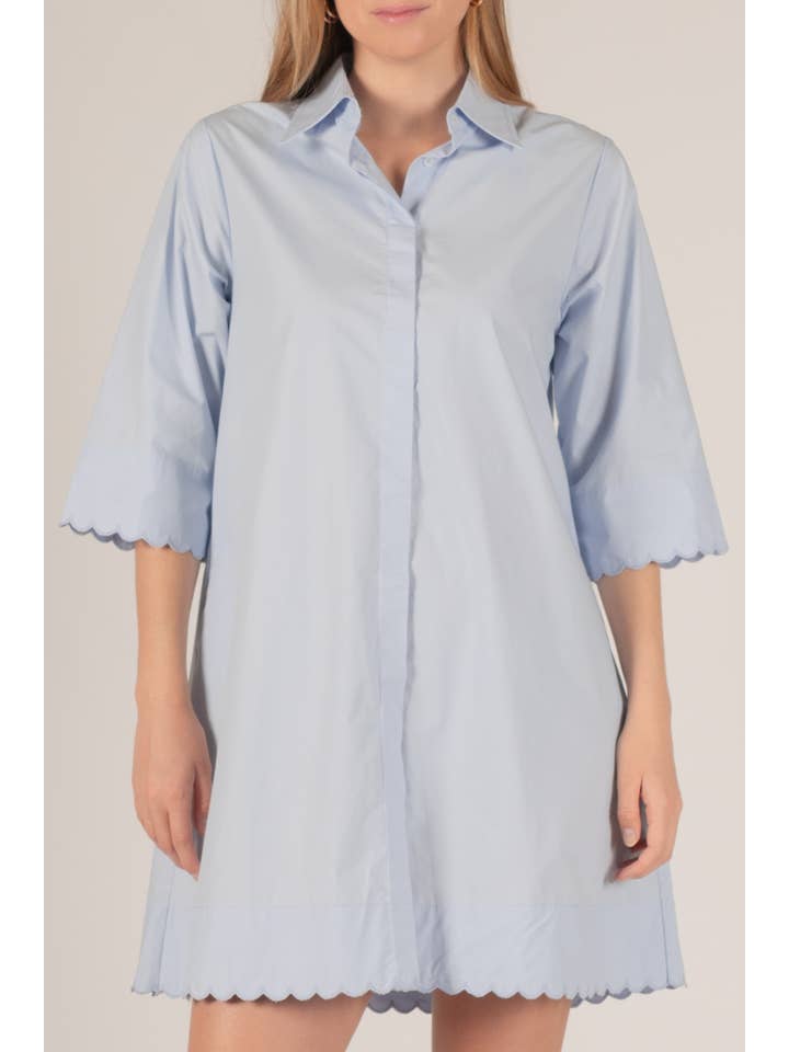 Before You Collection - Wholesale Dress - Women's - Poplin Scalloped Hem Button Up Shirt Dress12