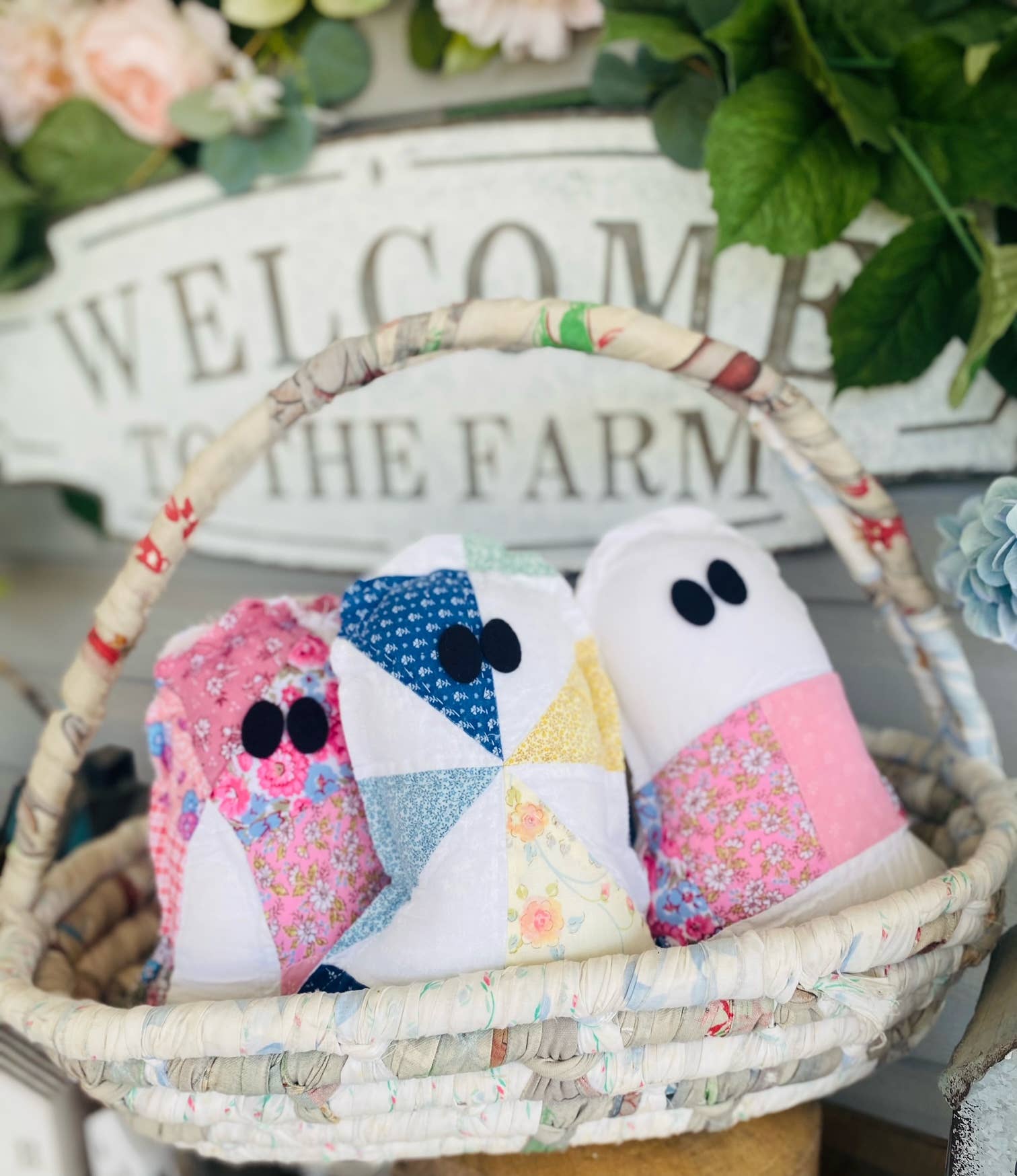 A Gnome on the Roam - Wholesale Decorative Tabletop Object - Handmade Vintage Quilt Ghost Pillow Spooky Halloween Decor