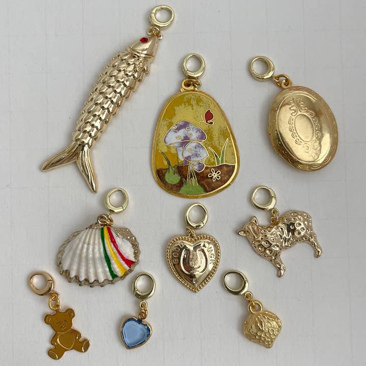 The Sage Vintage - Wholesale Individual Charm/Pendant - Mystery Clip-Anywhere Charm Pack Of 9 - Gold