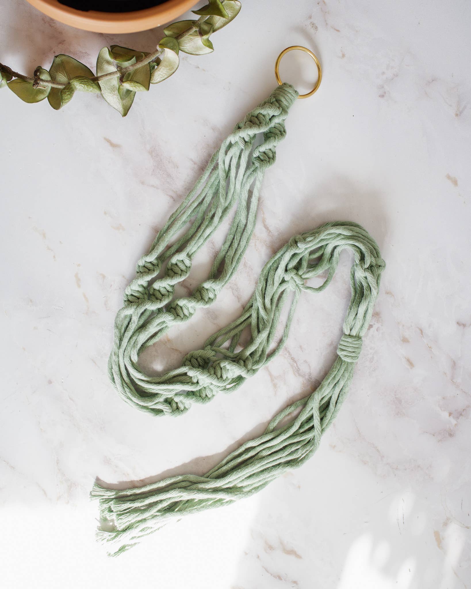 Modern Bo Studio – Vasos suspensos por atacado – Suporte para Planta em Macramê Simples com Torção14