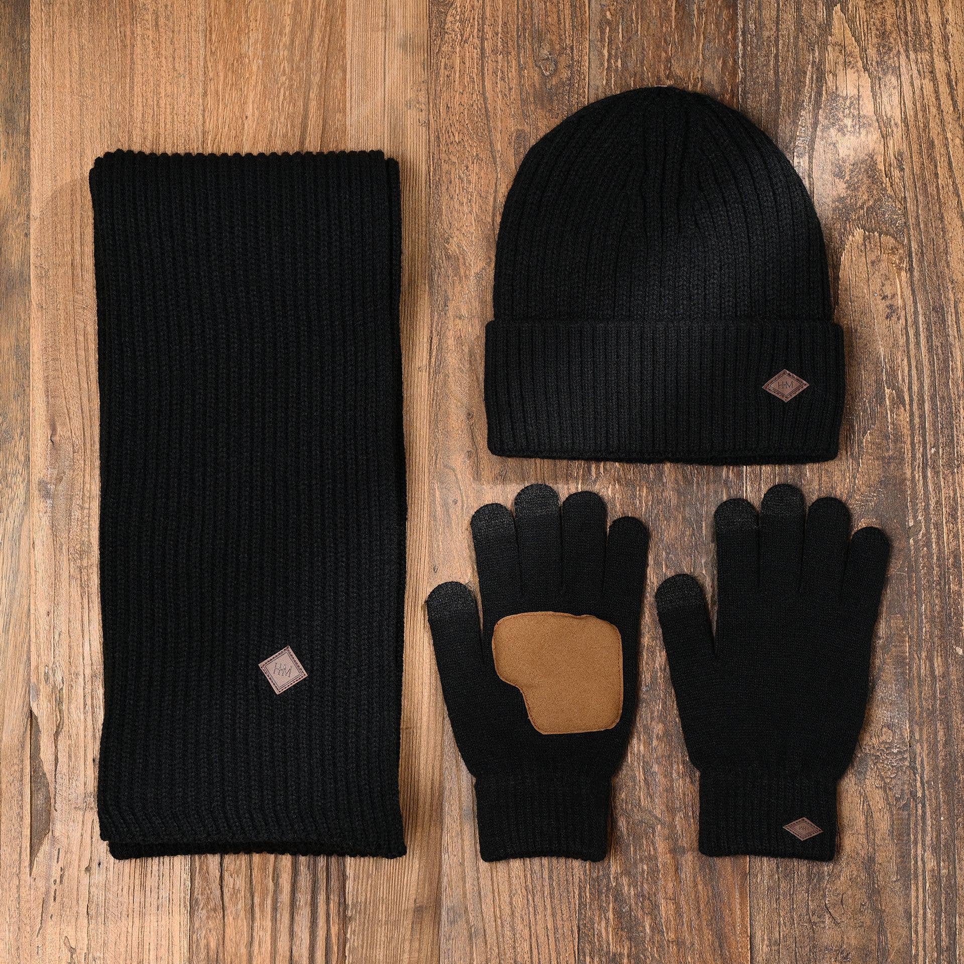 WIDDOP and Co. - Vendita all'ingrosso Calzini - Unisex - Set regalo cappello, guanti e sciarpa a strati Harvey Makin - Nero1