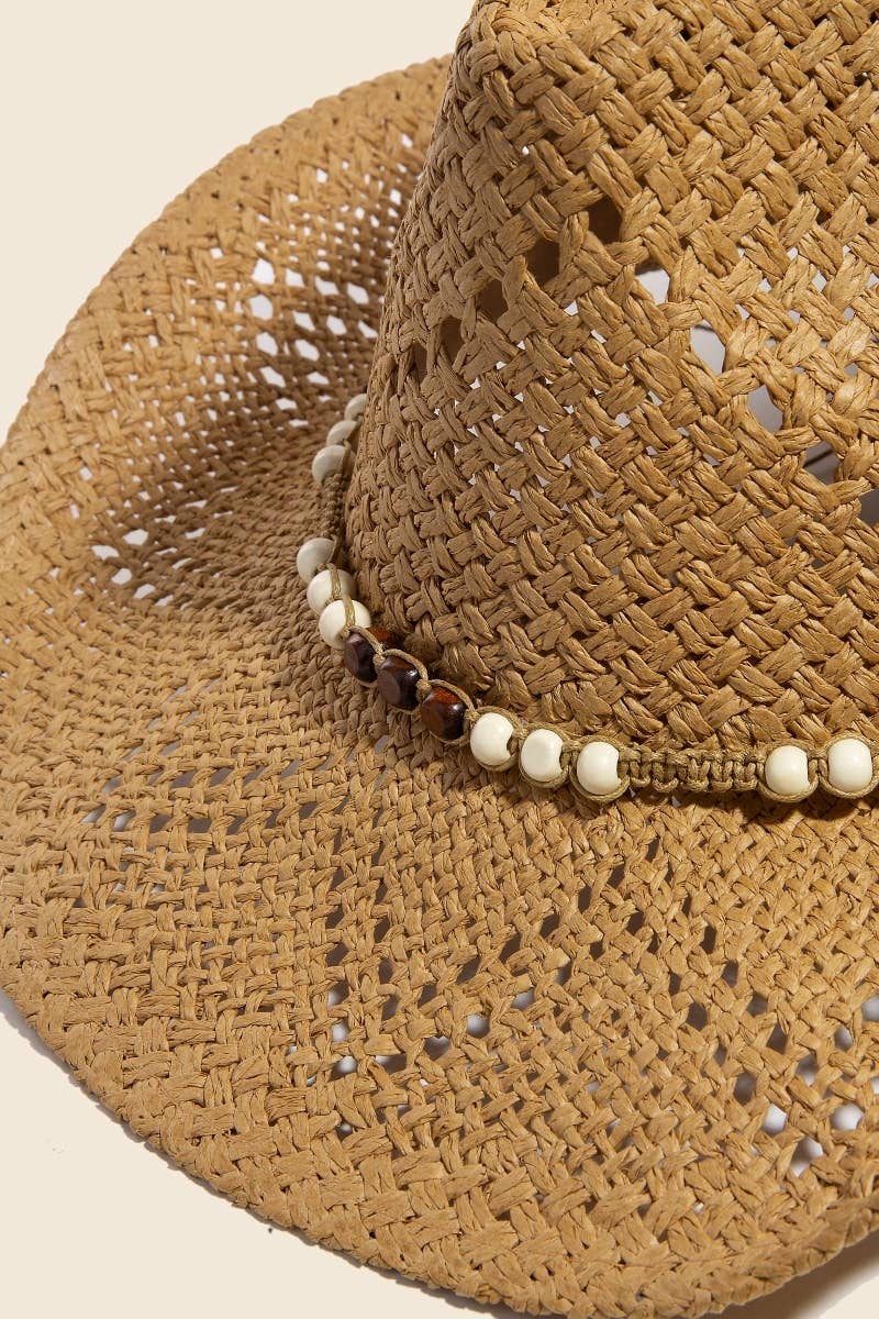 Anarchy Street - Wholesale Fedora - Women's - Mixed Beaded Strap Western Fedora Straw Hat4