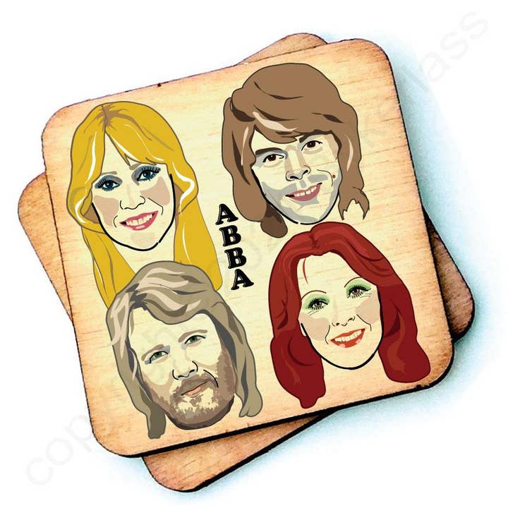 ABBA Character Wooden Coaster - RWC1 (Six Pack) for wholesale by Wotmalike