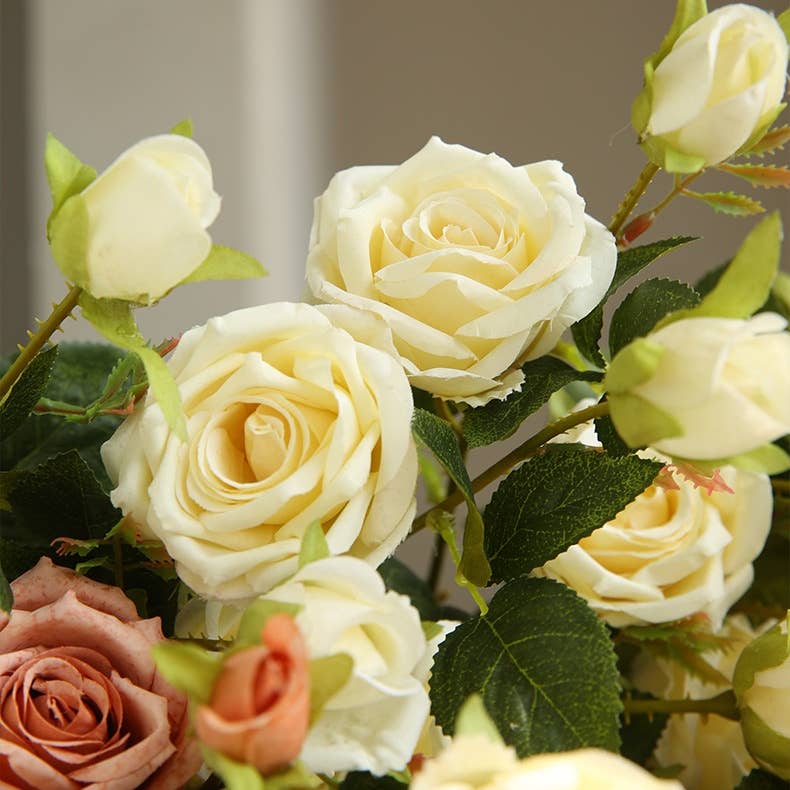 ACNITE(We cover U.S. import duties) - Wholesale Kunstbloemen - Zijden bloemstuk met 6 koppen sneeuwrozen voor woondecoratie9