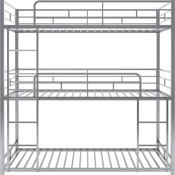Silver Triple Metal Bunk Bed with Detachable Feature for wholesale on Faire