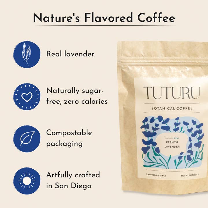 Tuturu Botanical Coffee - Wholesale Coffee Beans - French Lavender Coffee | Made with Real Lavender
