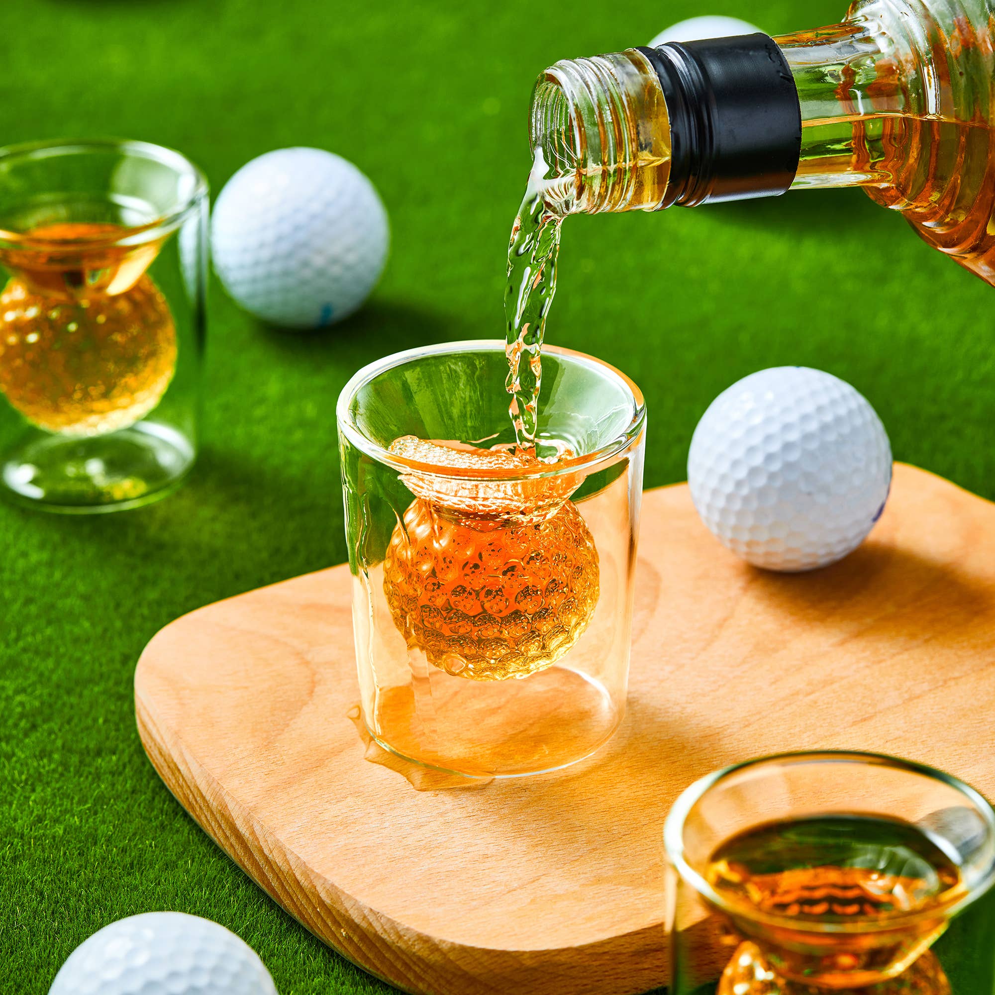 CRAFTGEN - Vendita all'ingrosso Bicchierino da liquore - Set di 4 bicchierini da whisky con pallina da golf - Regali da golf per uomo8