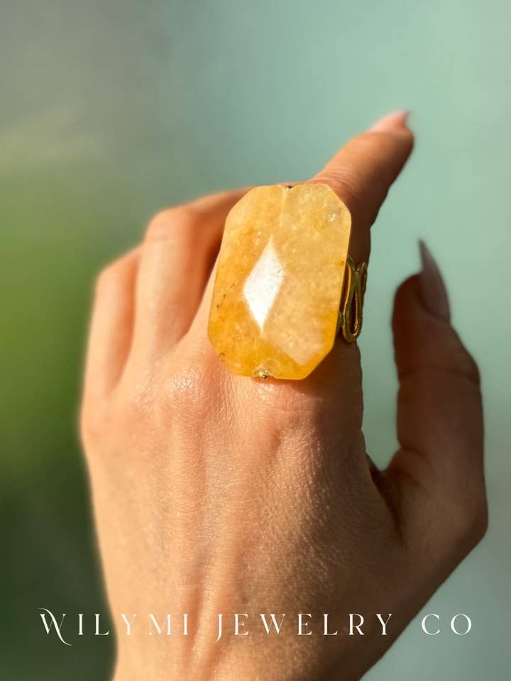 MM - MAGNUM Honey Jade Ring | 24k GF I Adjustable for wholesale by WILYMI Jewelry Co