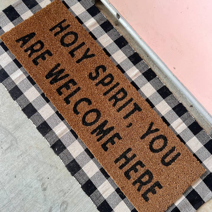 Modern Burlap - Wholesale Door Mat - XL Doormat - Holy Spirit, you are welcome here (New Length)1