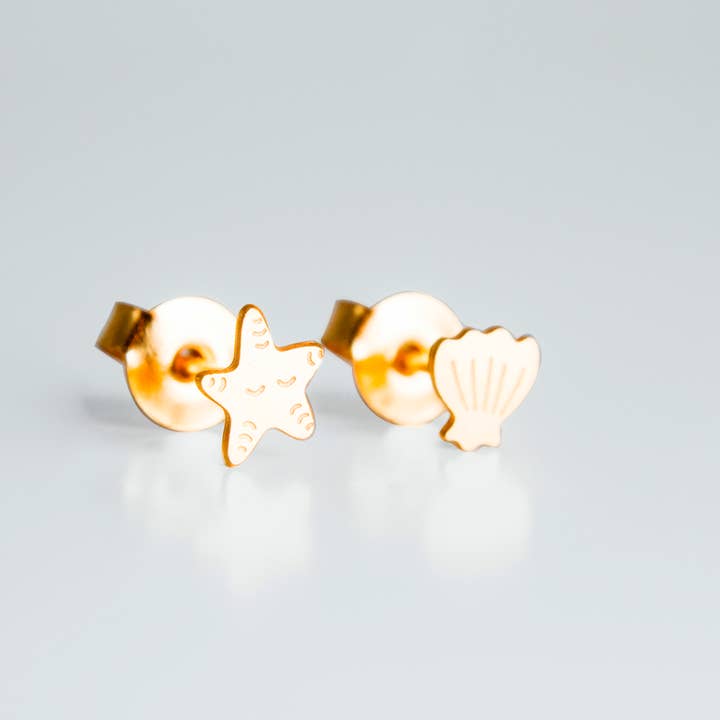 Starfish Earrings Gold-Plated Shell for wholesale by Adorabili