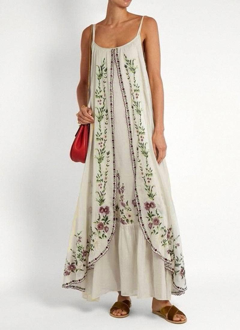 Rosa Clothing - Wholesale Dress - Women's - chic vibe beach resort thin straps floral maxi dress1