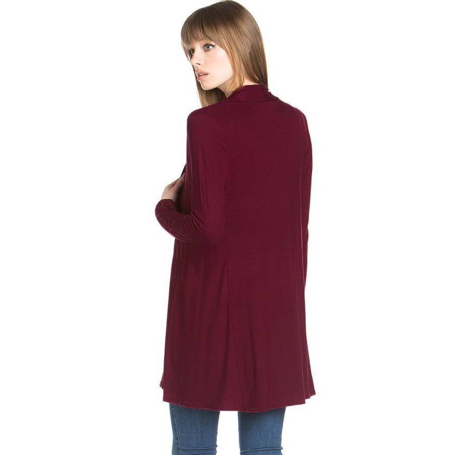 Azules Clothing - Venta al por mayor Cárdigan - Mujer - Cárdigan drapeado de manga larga con parte delantera abierta17