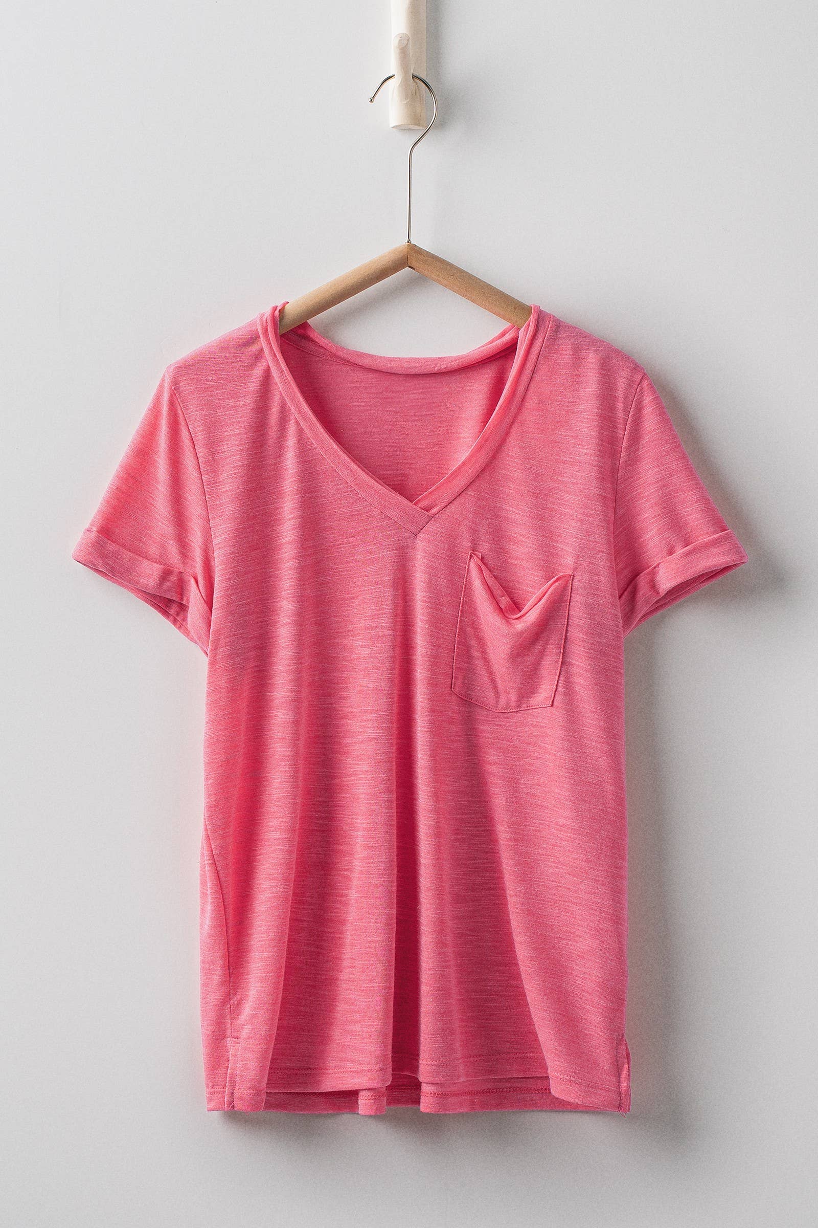 Urban Daizy - Wholesale T-Shirt - Women's - Rolled Sleeve V-Neck Pocket Tee41