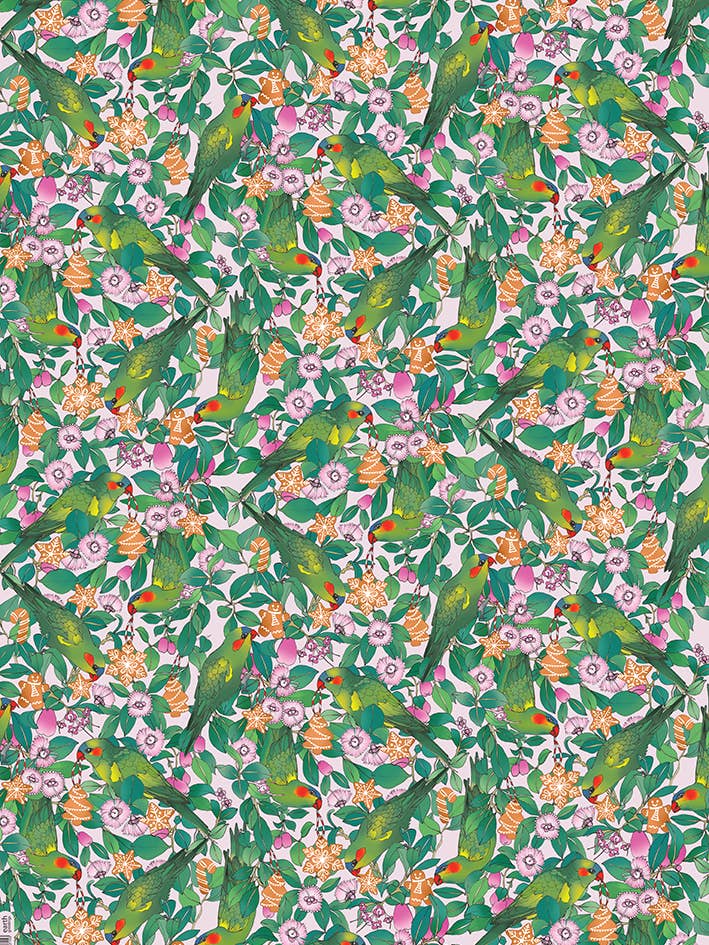 Carta da regalo natalizia piatta - Lorikeets&LillyPilly (confezione da 6) per la vendita all'ingrosso da parte di Earth Greetings