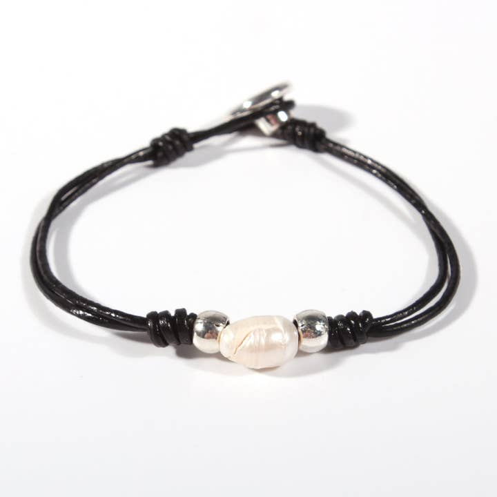 Bracelet en cuir véritable fait main pour femme MBR-04 pour la vente par RIOECO