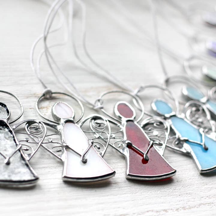 ArtKvarta - Wholesale Ornament - Handmade Angels With Lace Wings, Stained Glass & Silver Meta2