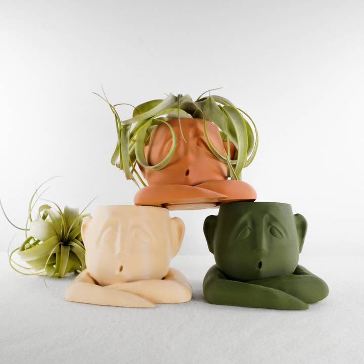 Rosebud Homegoods - Wholesale Plant Pot - Shady Air Head Planter, Moody Face Pot, Succulent Decor
