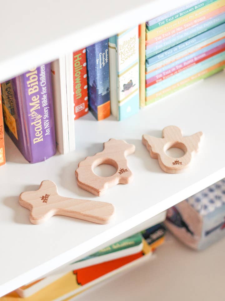 Christian Wooden Baby Teethers - Set of 3 for wholesale by Kingdom Come Co.