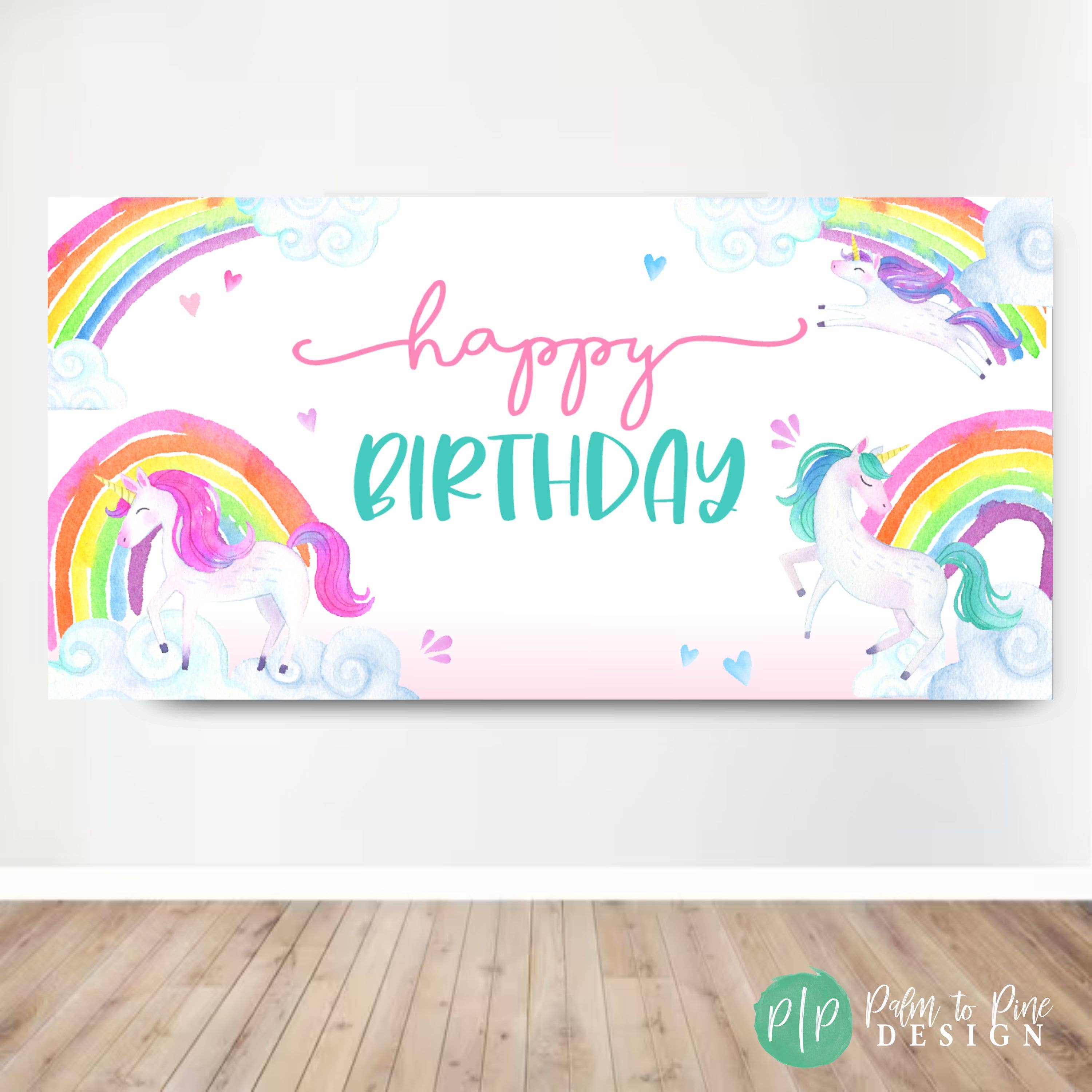Palm to Pine Design - Wholesale Party Sign/Banner - Unicorn Birthday Banner for Girls, Printed on Vinyl3