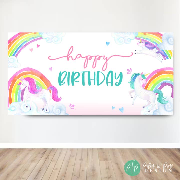 Palm to Pine Design - Wholesale Party Sign/Banner - Unicorn Birthday Banner for Girls, Printed on Vinyl3
