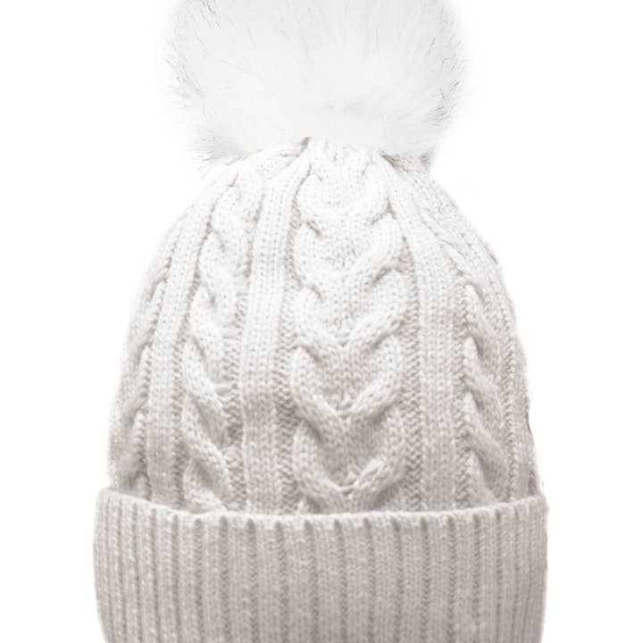 Alba Wholesale - Wholesale Beanie – Women's - Adult Cable Knitted Pom Pom Hat With Faux Fur Lining9