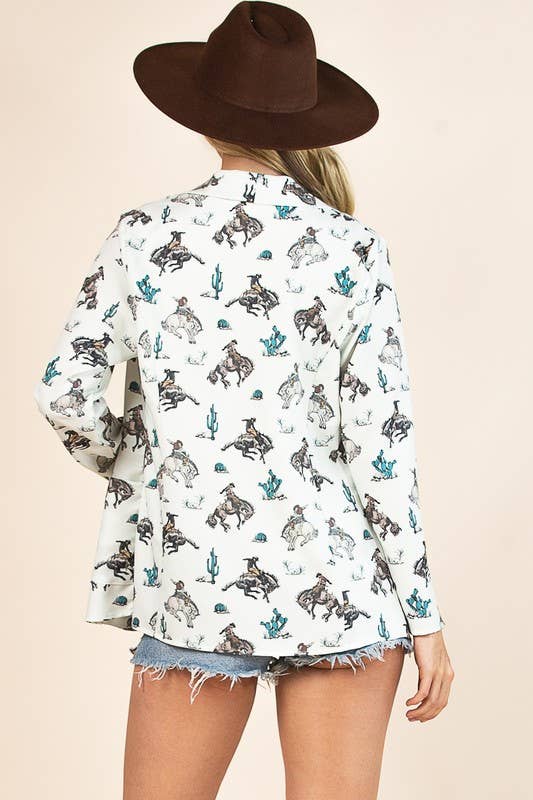 AZULADO CLARO BLAZER AV1227-DANA CON ESTAMPADO VAQUERO de venta al por mayor en Faire10