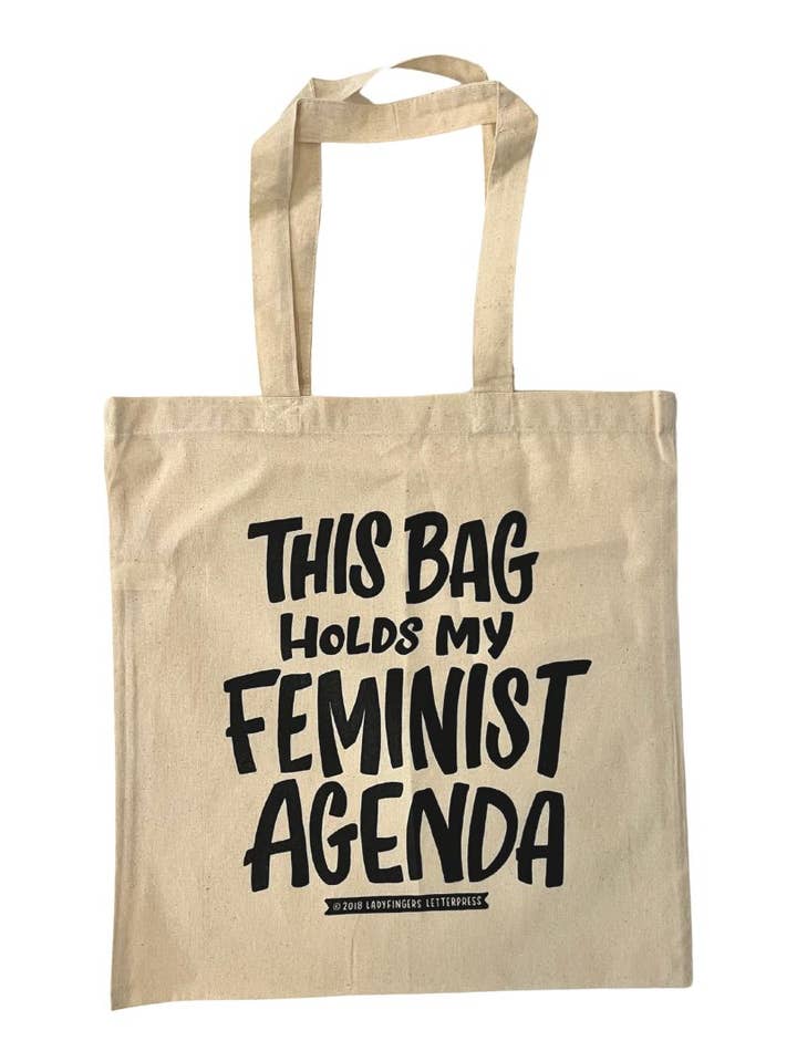 Feminist Agenda Tote Bag for wholesale by Ladyfingers Letterpress
