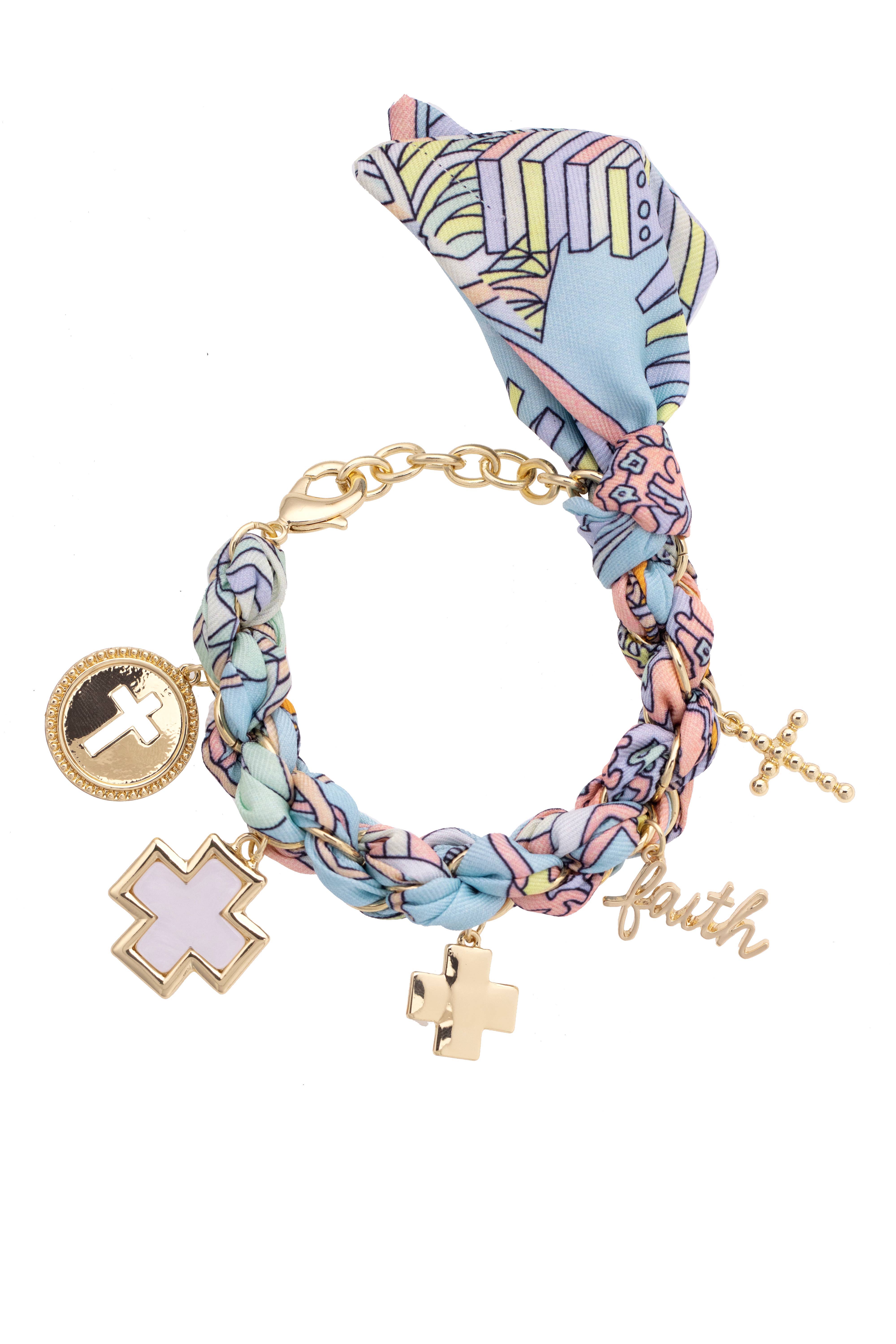 Canvas Style – Großhandel Armband mit Charms/Anhängern – Louisa Schal-Charme-Armband in Pastell-Multi0