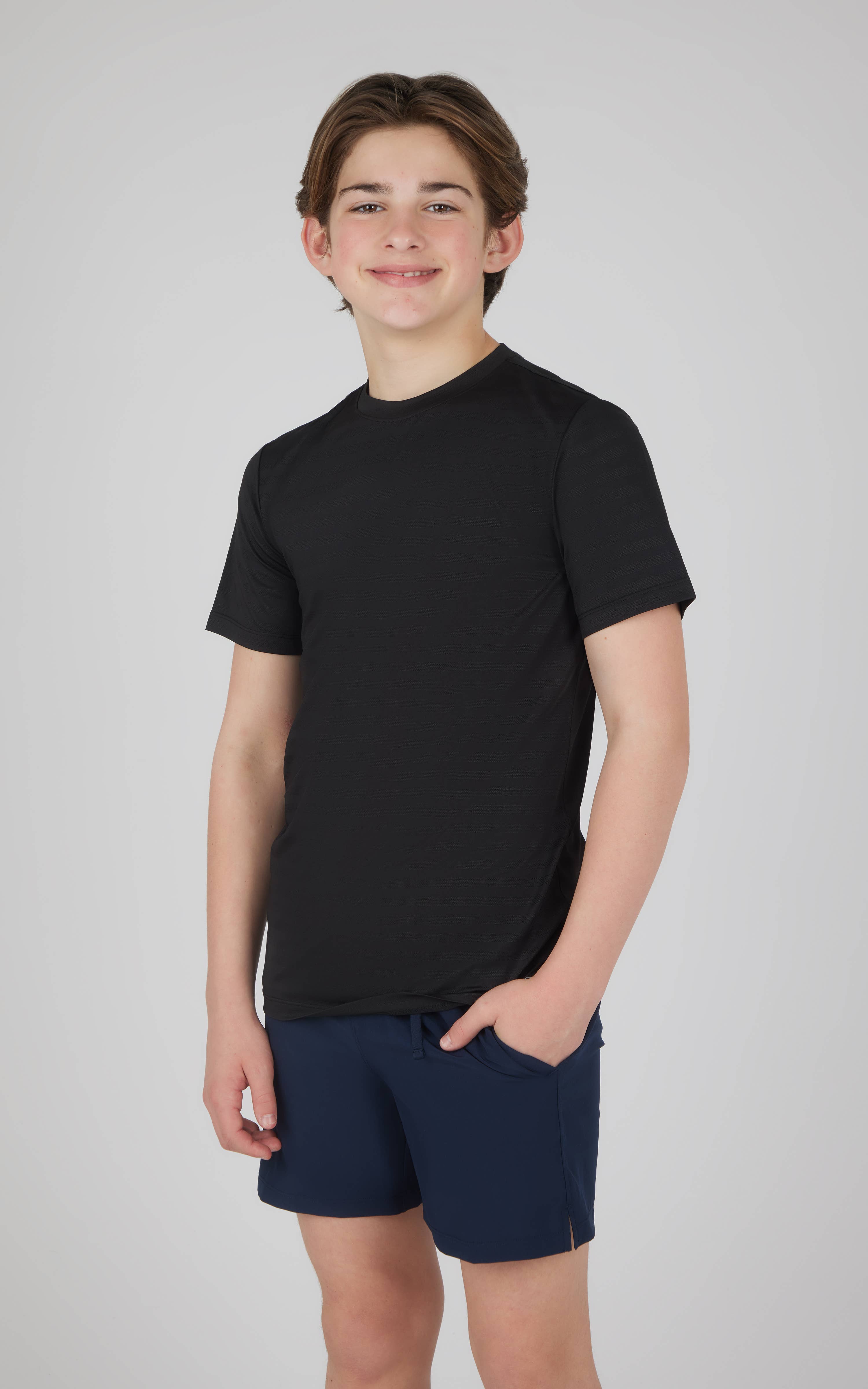 90 Degree by Reflex & Yogalicious - Wholesale Top & Short Set - Kids - Boys Mesh Tee, Soft Performance Tee, and Short - 3 PCS Set4