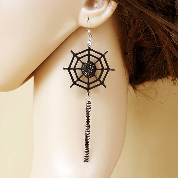 Halloween Spider Web Shape Earrings for wholesale by Tourtiwi