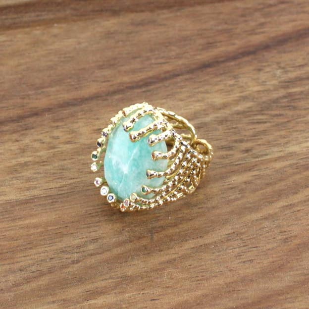 R23060 Halv ädelsten ring i rostfritt stål för wholesale av Pretty Persuasions