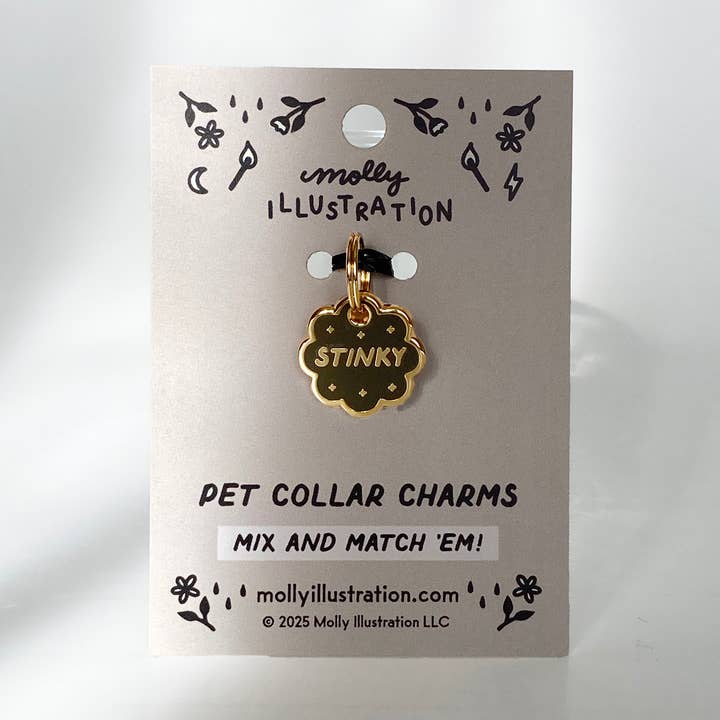 Stinky Pet Collar Charm for wholesale by Molly Illustration
