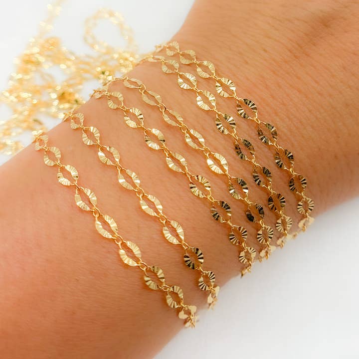 Tresor Jewelry Inc. - Wholesale Link & Chain Necklace - 1370SBSFGF. 14K Gold-Filled Diamond Cut Oval Link Chain